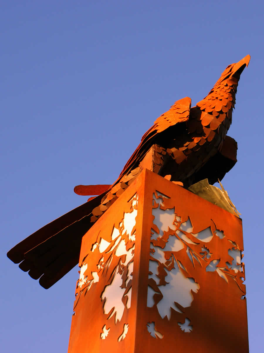 corten steel, polycarbonate, 4.5m tall, commissioned by Villawood Properties for Alamanda Estate, Vic