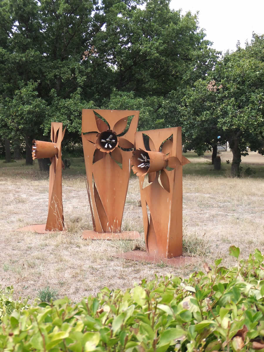 2.4m tall, corten/stainless steel