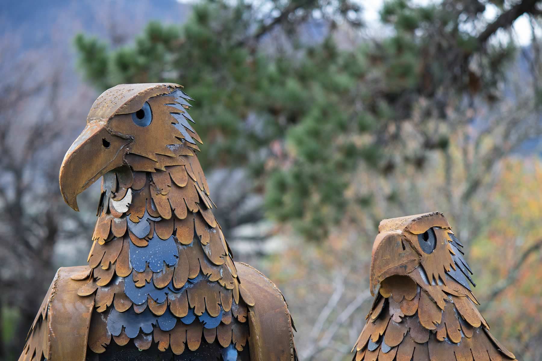 1.8m tall, corten steel/polyethylene