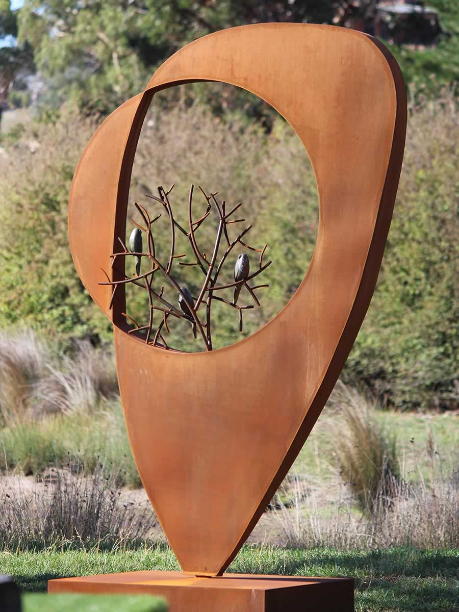 2.4m tall x 1.5m, corten steel and bronze