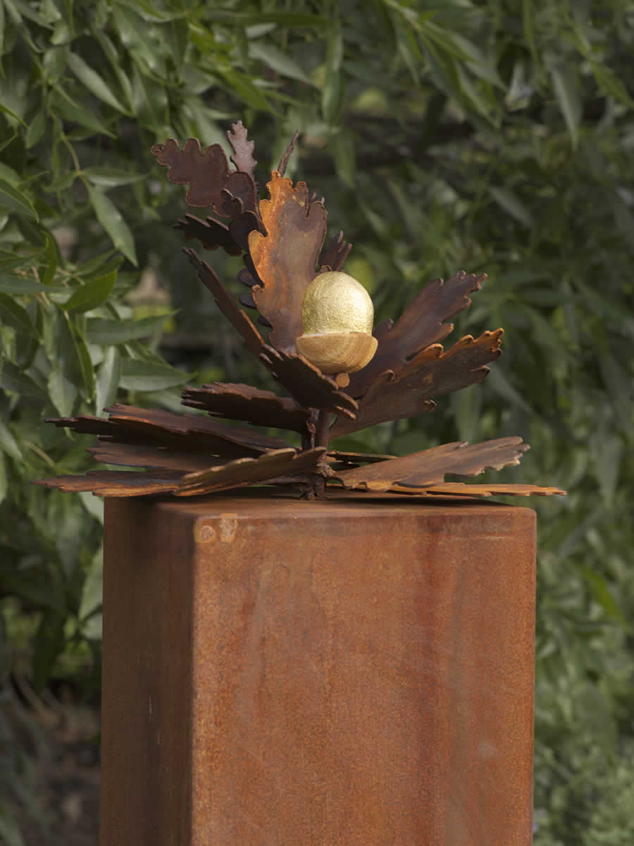 gilded stone, corten steel