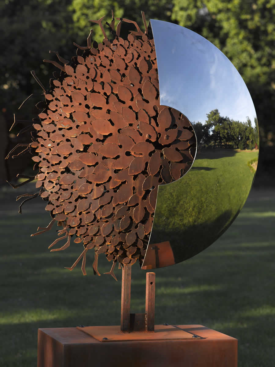 1.3m diameter, corten/stainless steel (side 1)