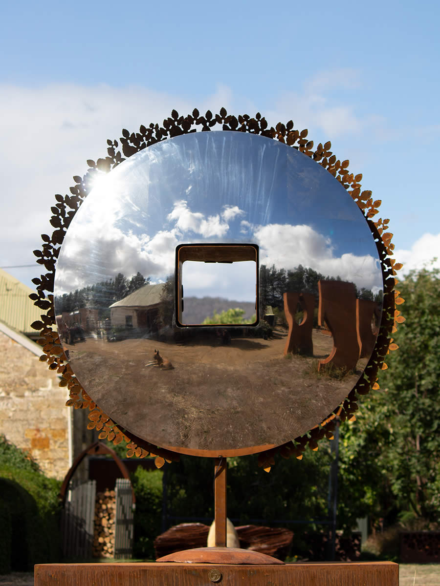 1.7m diameter stainless steel, corten steel, LED, double sided