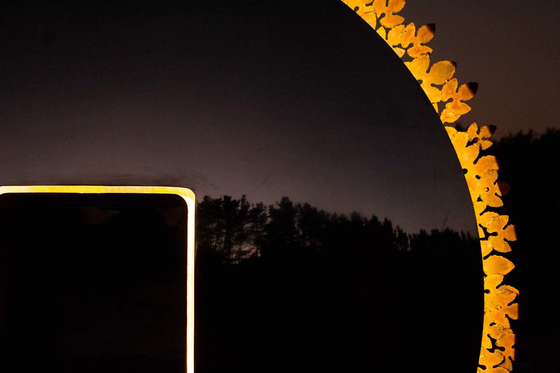 1.7m diameter stainless steel, corten steel, LED, double sided