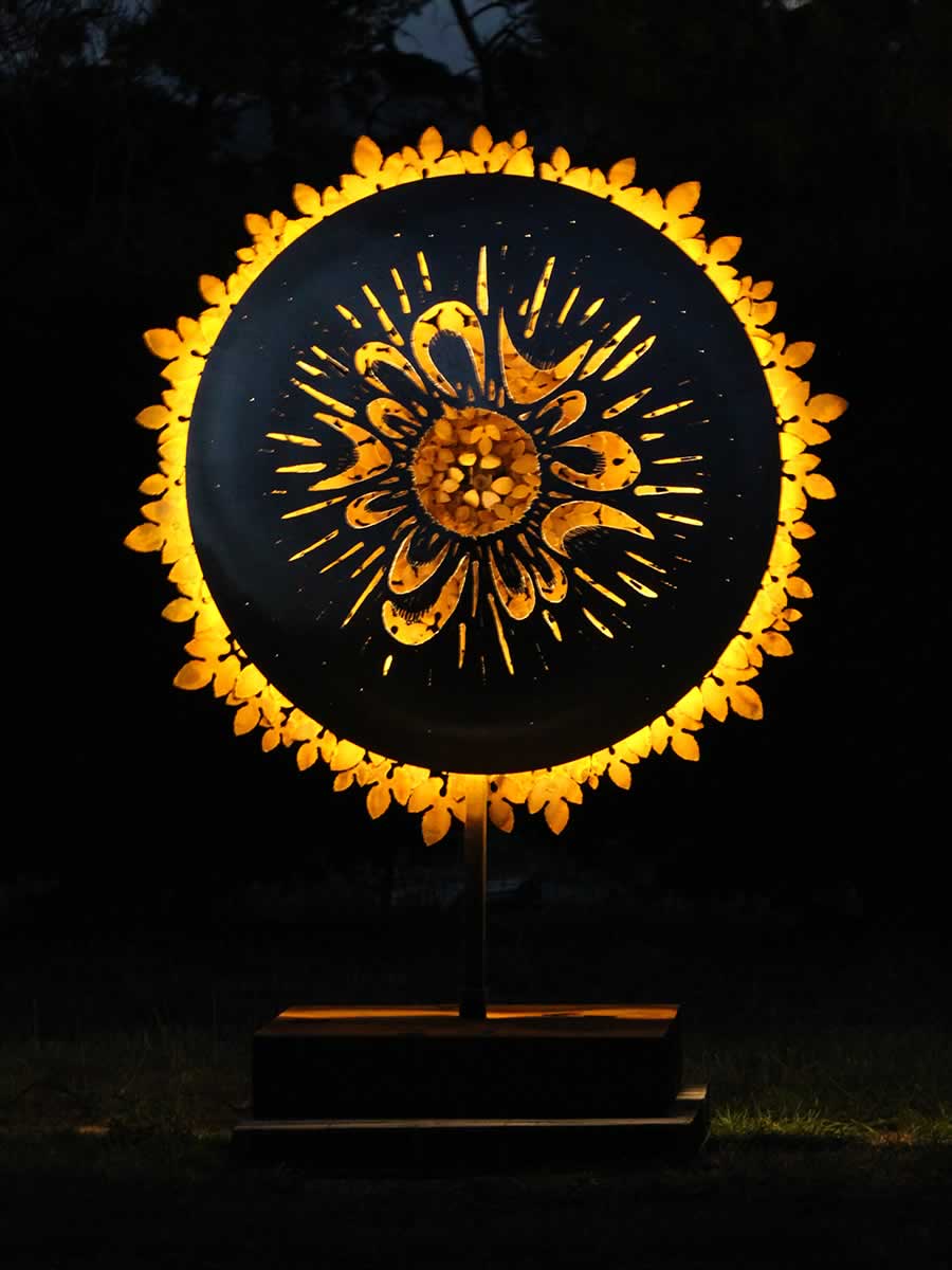 1.8m diameter,stainless steel, corten steel, LED, single sided